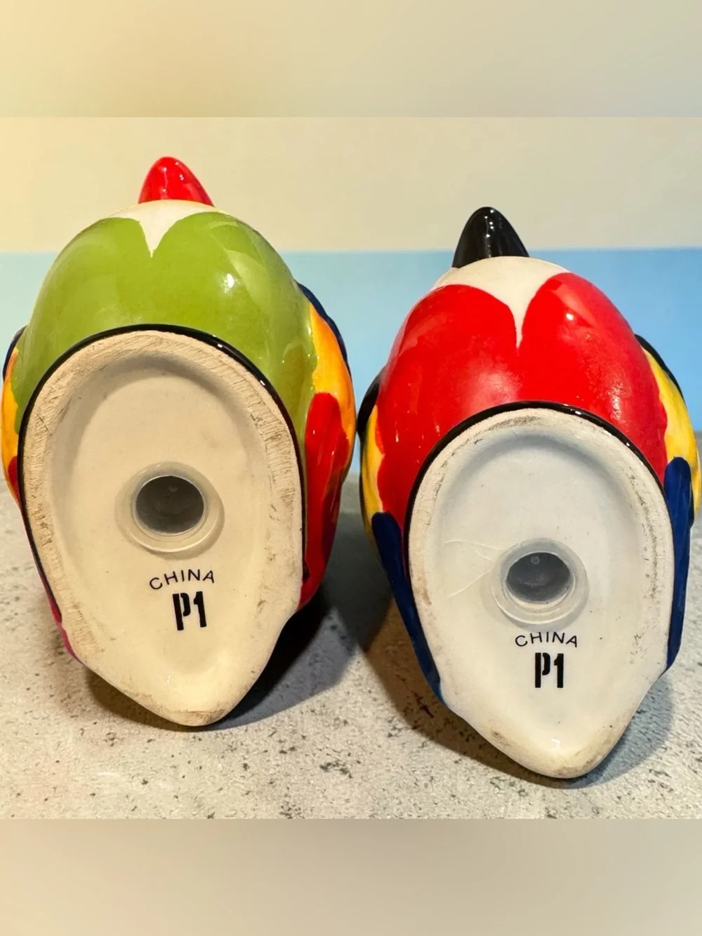 Decorative CeramicPier 1 Parrot Salt and Pepper Shakers - Red & Green